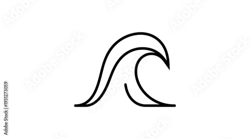 Minimalist wave icon, single line drawing, black and white