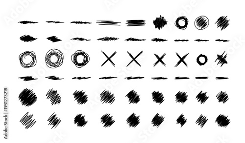 Grungy Ink Sketch Emphasis Elements Vector Set – Underlines and Scribble Graphics