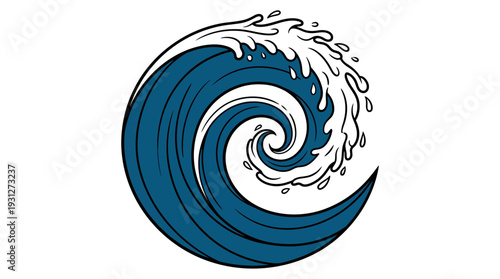 Stylized Blue Ocean Wave Swirl