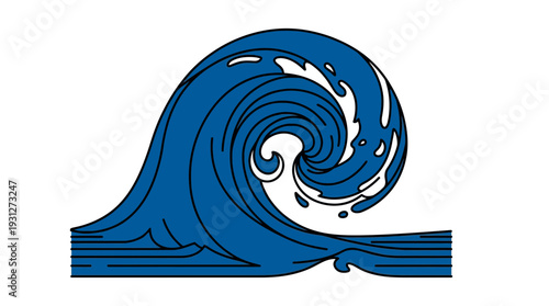 Stylized Blue Ocean Wave Swirl