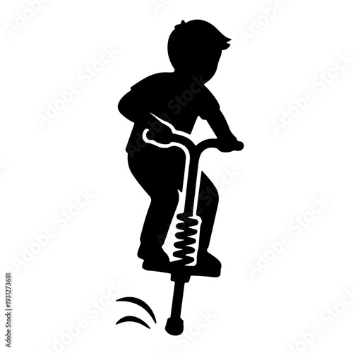 vector illustration of a man pogo stick