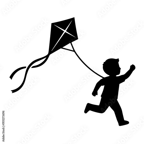 icon illustration man with kite vector
