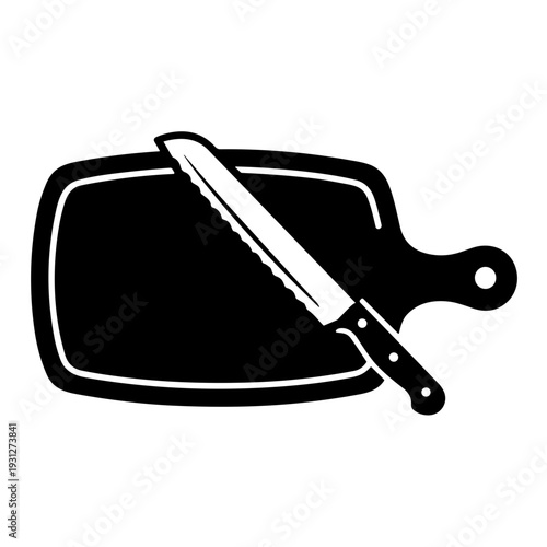 vector illustration of a silhouette of a cutting board and knife