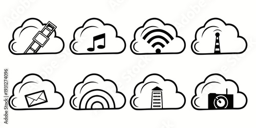 A collection of icons representing various cloud computing services and features