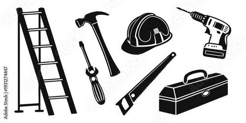 Assorted tools and equipment for construction and home improvement projects