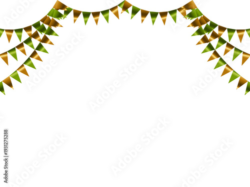 ガーランド三角、曲線、金4黄緑F2