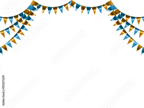 ガーランド三角、曲線、金5水色F2