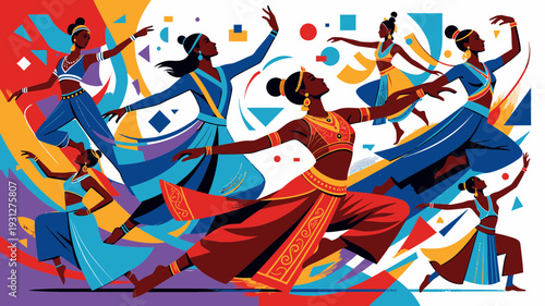 Vibrant Women Dancing Together vector illustration