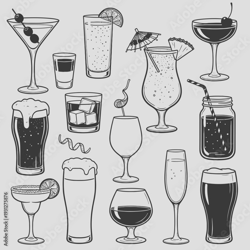 Hand-Drawn Cocktail Illustrations vector illustration