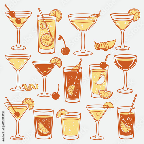 Cocktail Glasses Collection vector illustration
