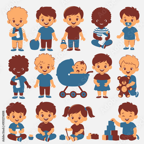 Diverse Children's Collection vector illustration