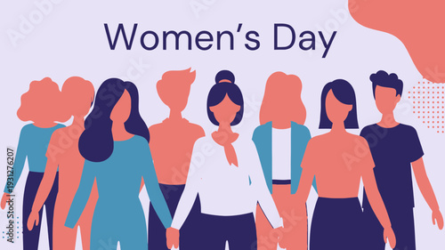 Diverse Women Standing Together vector illustration
