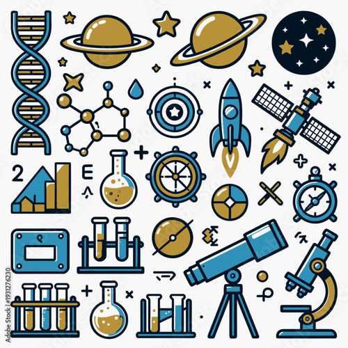 Science and Space Icons vector illustration