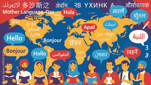Global Greetings on Mother Language Day vector illustration