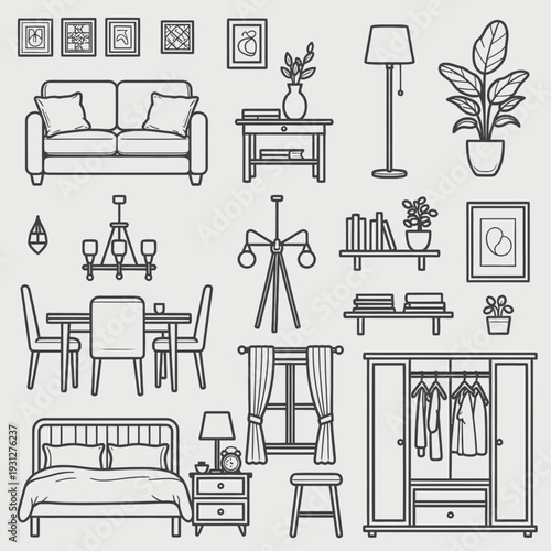 Home Decor Furniture Icons vector illustration