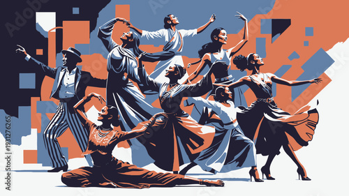 Vibrant Jazz Dance Performance vector illustration