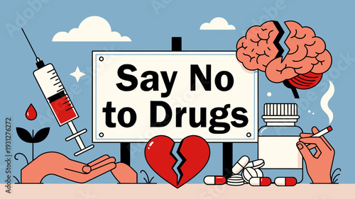 Say No to Substance Abuse vector illustration