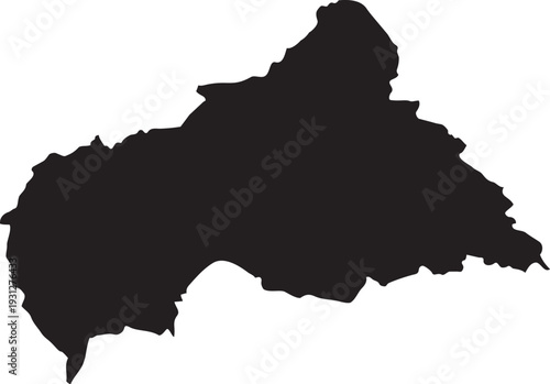 Black silhouette map of the Central African Republic a simple vector graphic for informational use isolated on a white background