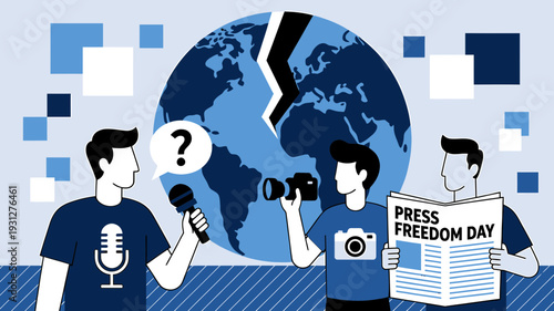 Journalists Reporting World Issues vector illustration