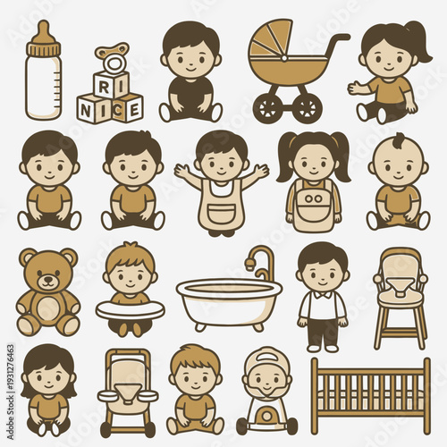 Baby Care Icons Set vector illustration