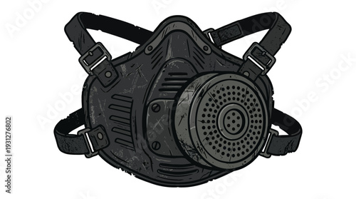 Industrial respirator mask, gas mask, protection equipment, isolated on white.