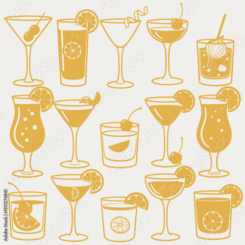 Cocktail Glasses Collection vector illustration