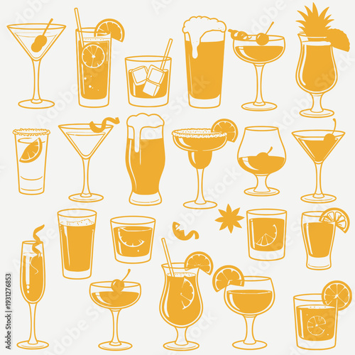 Cocktail Glasses Collection vector illustration