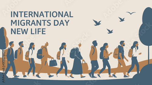 International Migrants Day New Life vector illustration