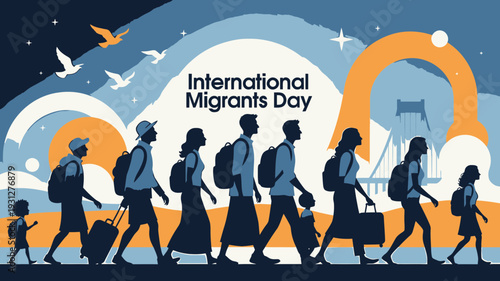 International Migrants Day Silhouettes vector illustration