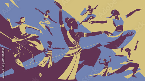 Dancing Greek Goddesses vector illustration