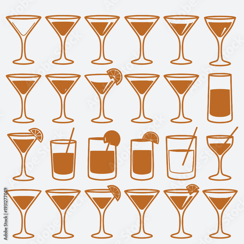 Cocktail Glasses Collection vector illustration