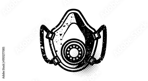 Respirator mask icon, protective equipment, grunge style