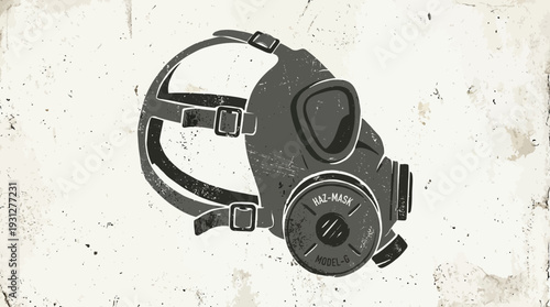 Vintage gas mask illustration on textured background