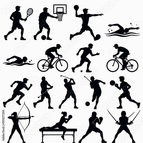 Collection of Athletes in Action vector illustration