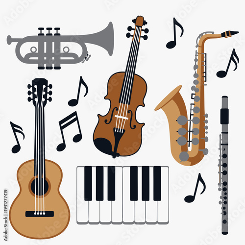 Assorted Musical Instruments vector illustration
