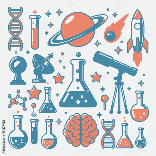 Science and Research Icons vector illustration