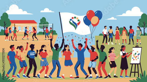 Celebrating Creativity Outdoors vector illustration
