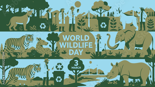 World Wildlife Day Banner vector illustration