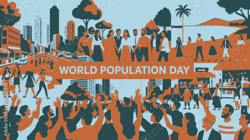 World Population Day Scene vector illustration