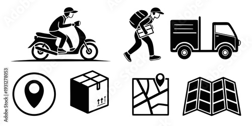Illustrations of delivery services and logistics management tools