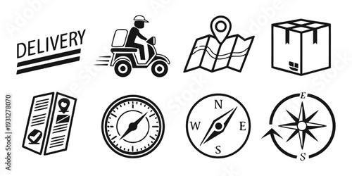 Assorted icons representing travel and adventure activities and equipment