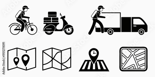 Various modes of transportation and related symbols for navigation and safety