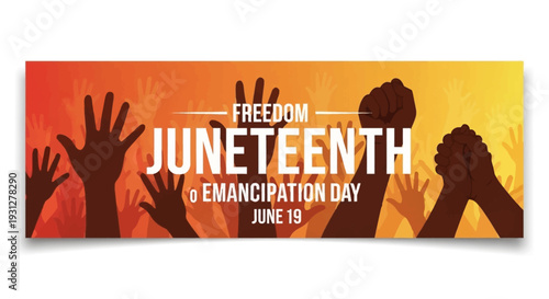  Juneteenth Independence Day Background. Black History Month. Freedom or Emancipation day. Annual American holiday June 19 poster. Horizontal banner vector illustration