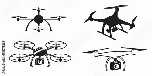 Diverse drones showcasing various designs and functionalities in a single image.
