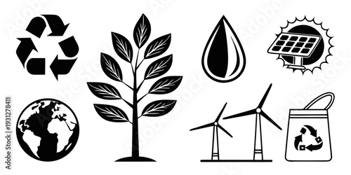 Symbols of sustainability and eco-friendly practices for a greener future