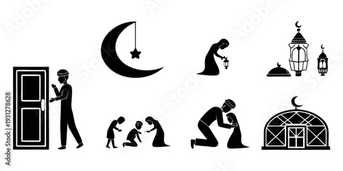 Diverse icons representing various aspects of religion and spirituality