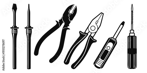 Assorted tools including pliers, screwdrivers, and wrenches