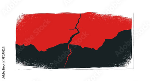 Abstract Red and Black Crack Illustration