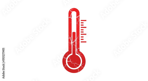 Cracked Red Thermometer Icon