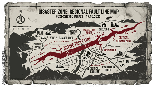 Earthquake Disaster Map: Fault Line, Seismic Impact, Evacuation Routes